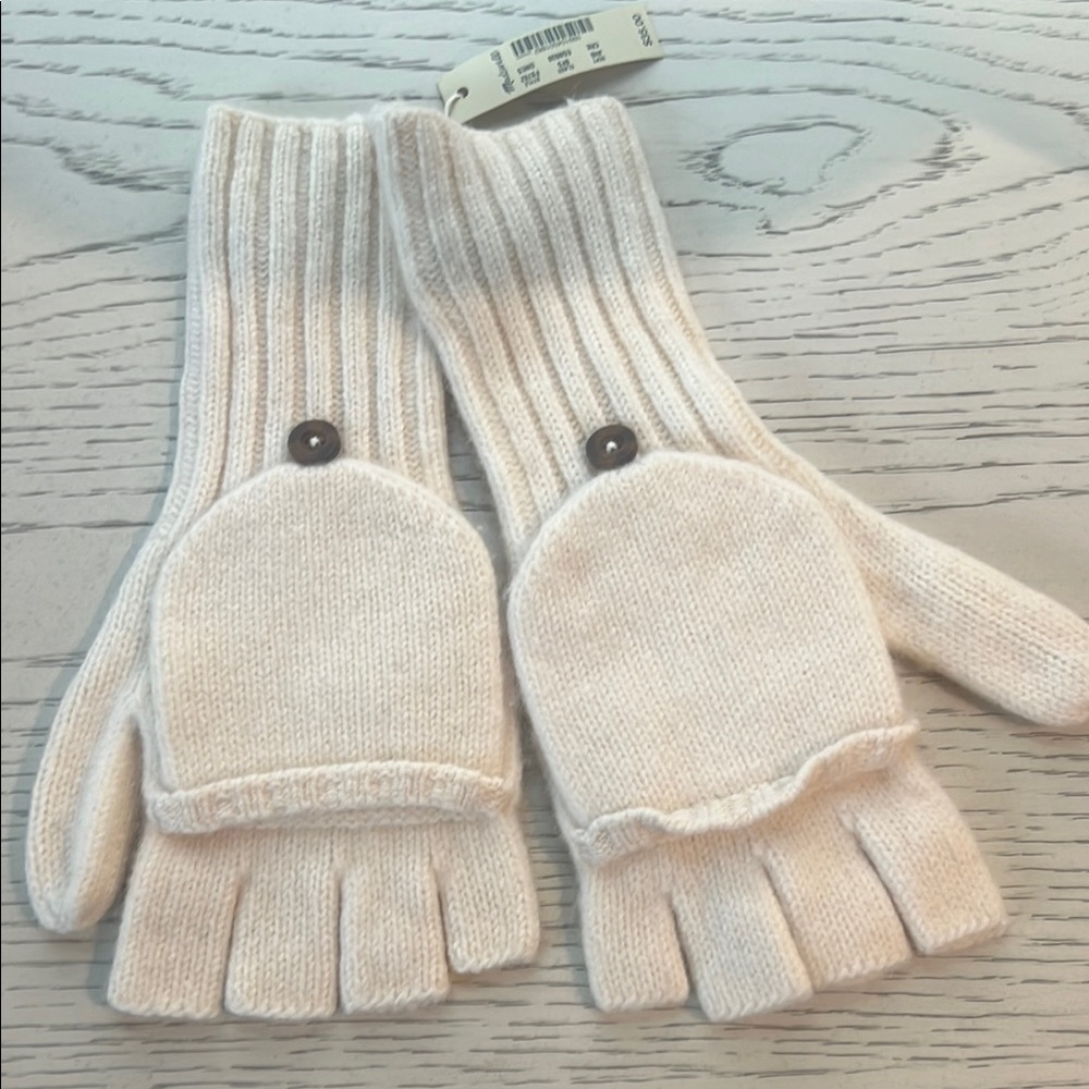 Cream Knit Convertible Mittens